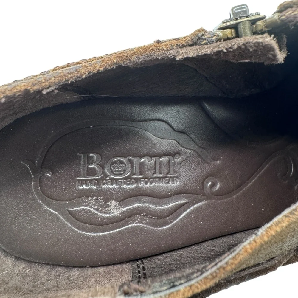 Born Women’s Dark Brown Suede Buckled Loafers - Size 7.5